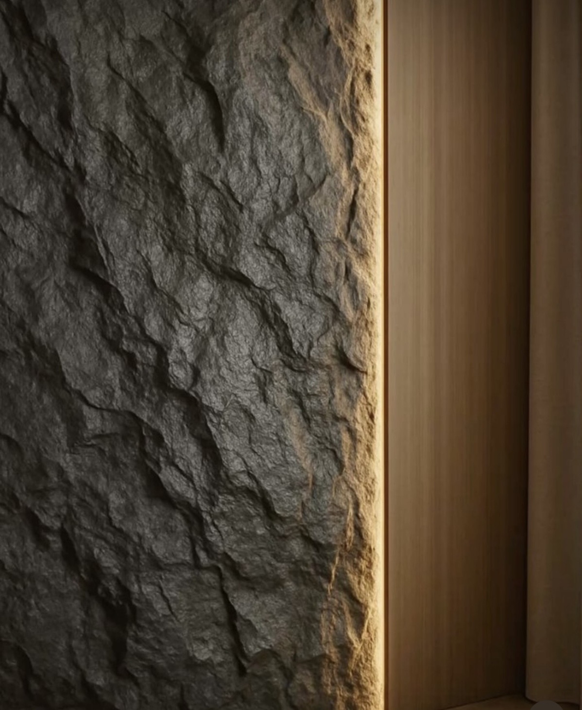 Textured wall cladding with integrated lighting